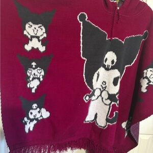Kuromi burgundy alpaca/wool blend poncho